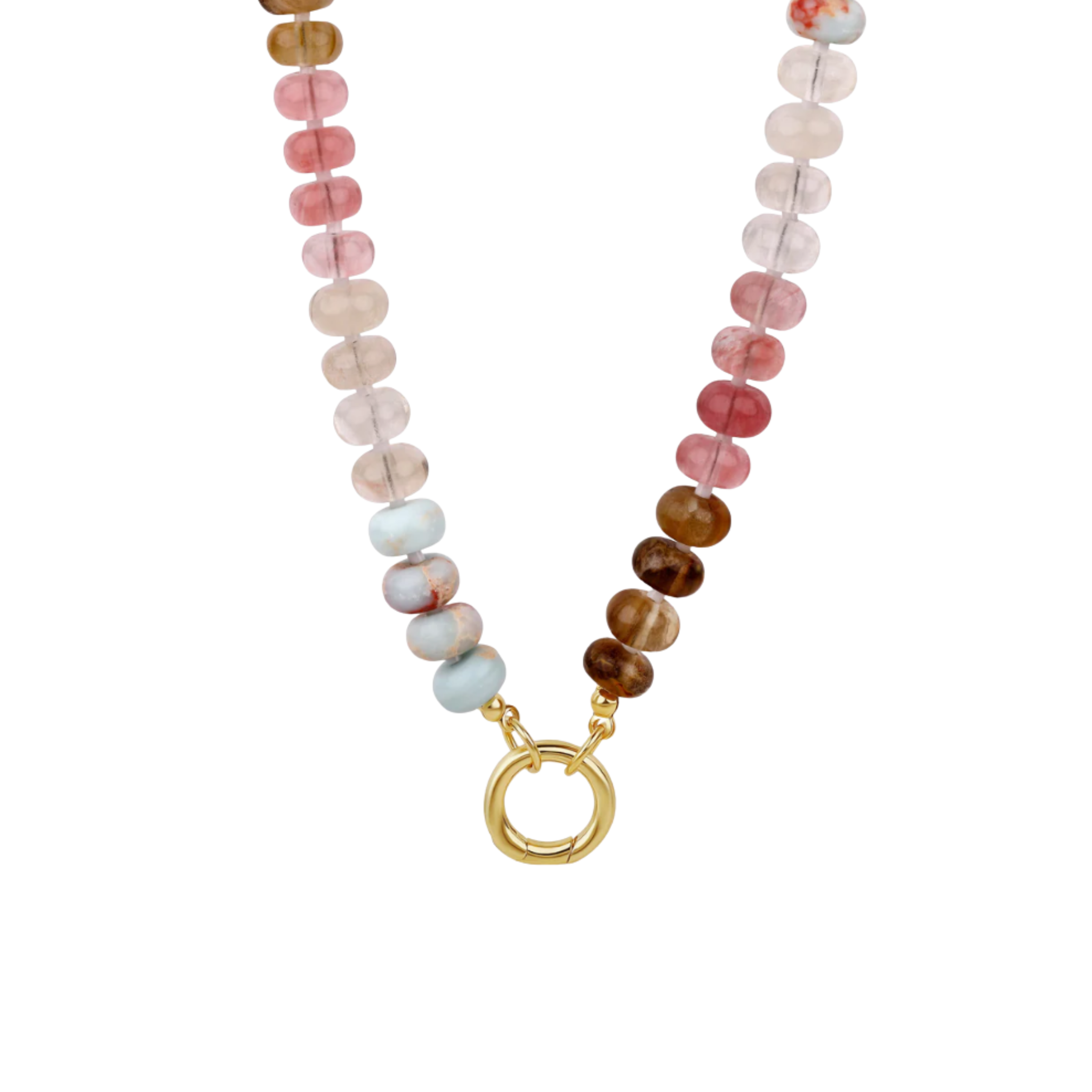 Collar con broche frontal y beads redondos de piedras naturales