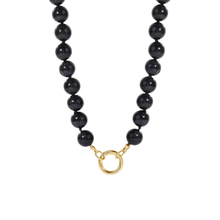 Collar con broche frontal y beads redondos de piedras naturales