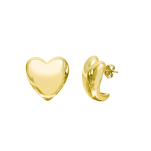 Puffy heart studs de plata