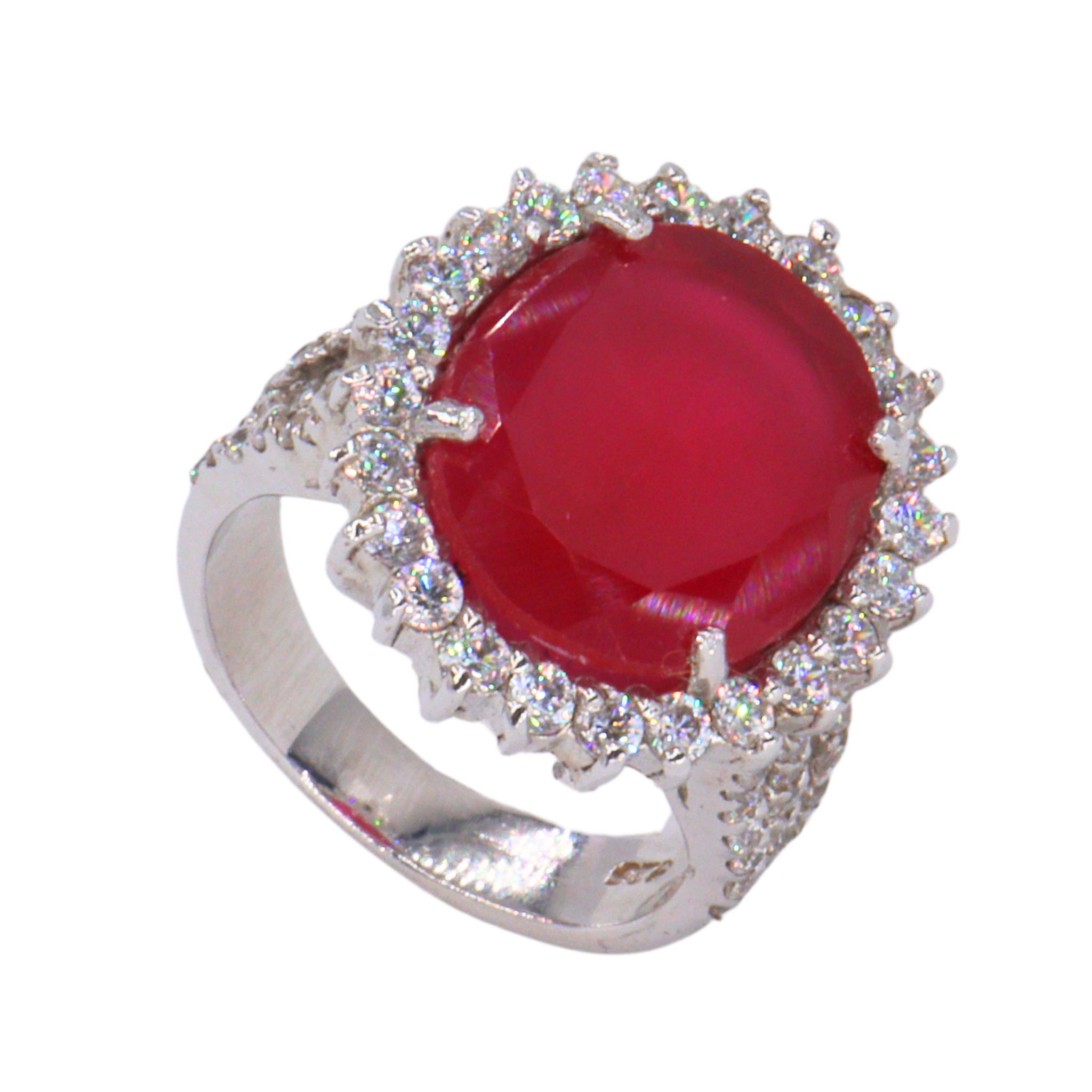 Statement ring con doblete de rubí