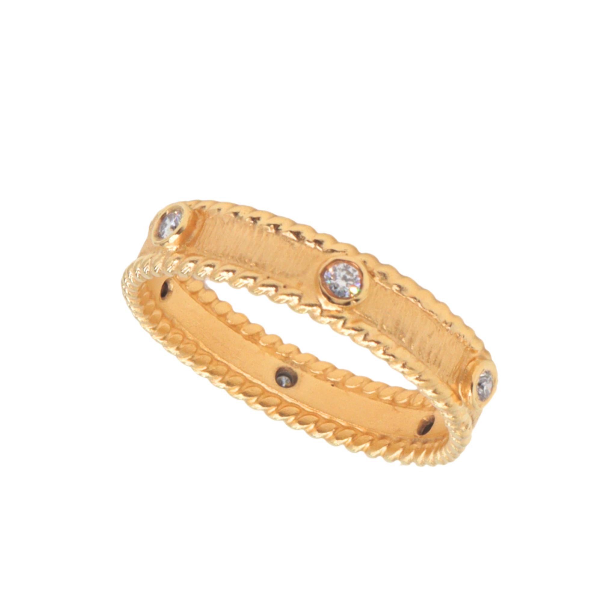Anillo de oro amarillo 14k con diamantes 0.12CTD