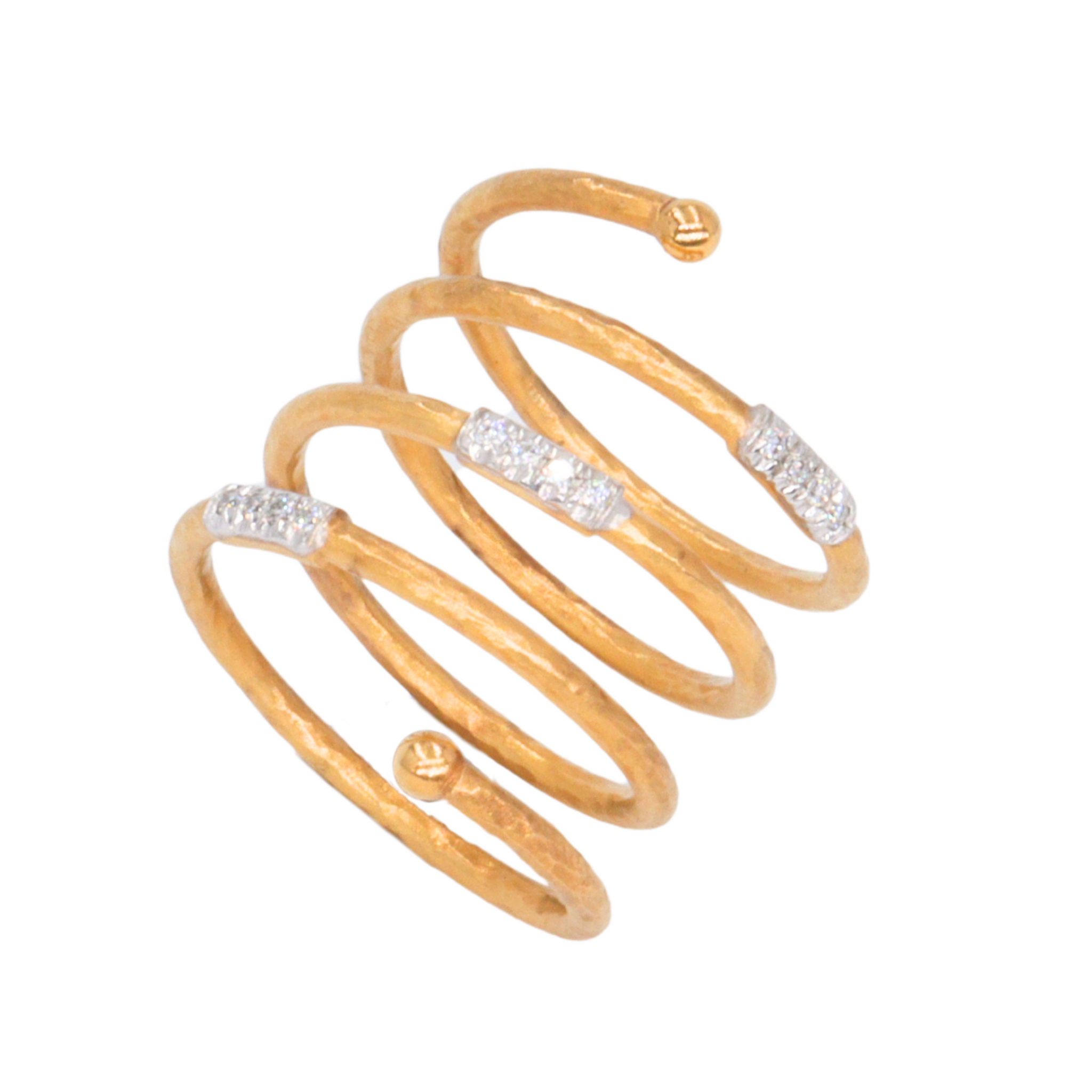 Anillo espiral en oro amarillo 14k con diamantes 0.12CTD