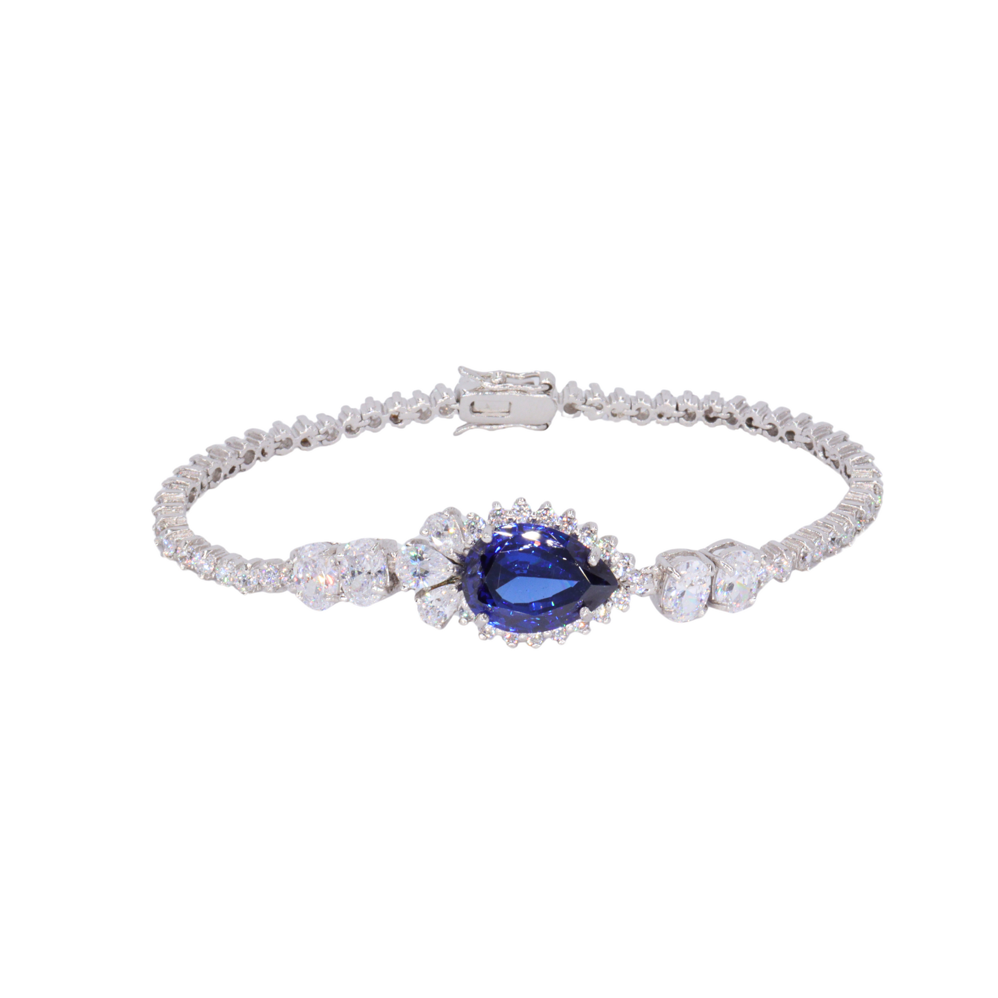 Pulsera tennis con doblete de zafiro en corte drop