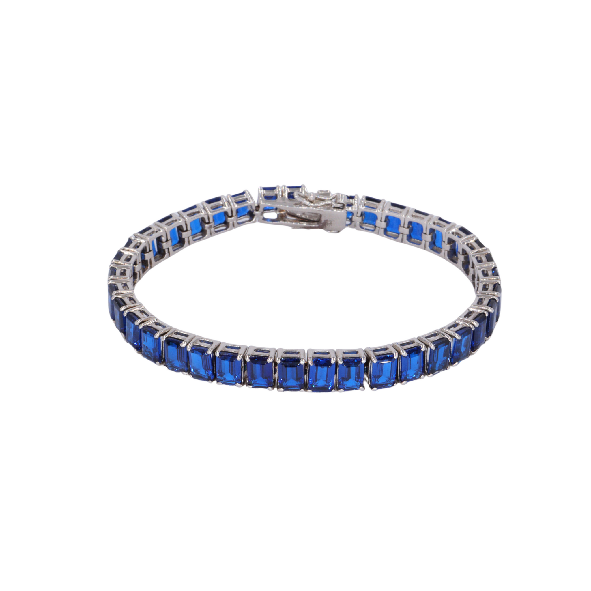 Pulsera tennis con circonias azules corte emerald
