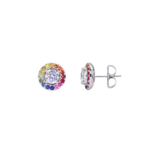 Studs de diamantes LAB con jackets de zafiros multicolor