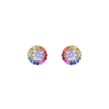 Studs de diamantes LAB con jackets de zafiros multicolor