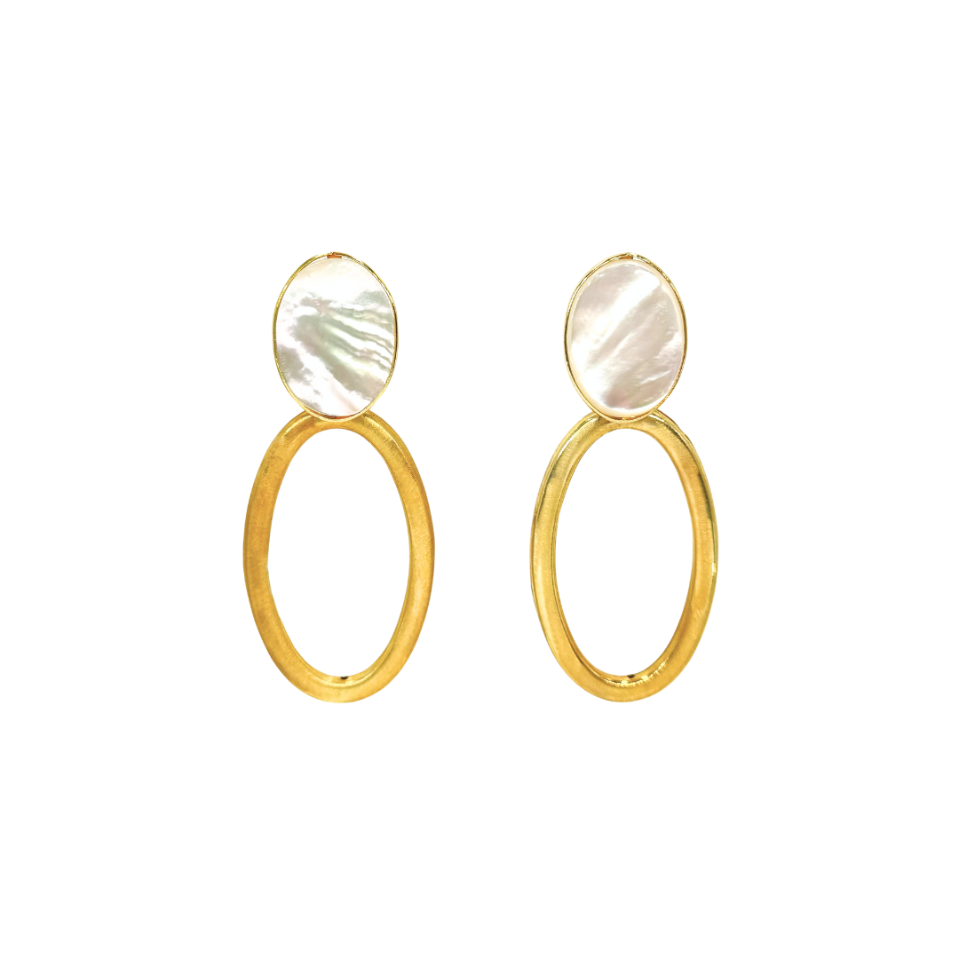 Aretes con madre perla blanca y óvalos dangling