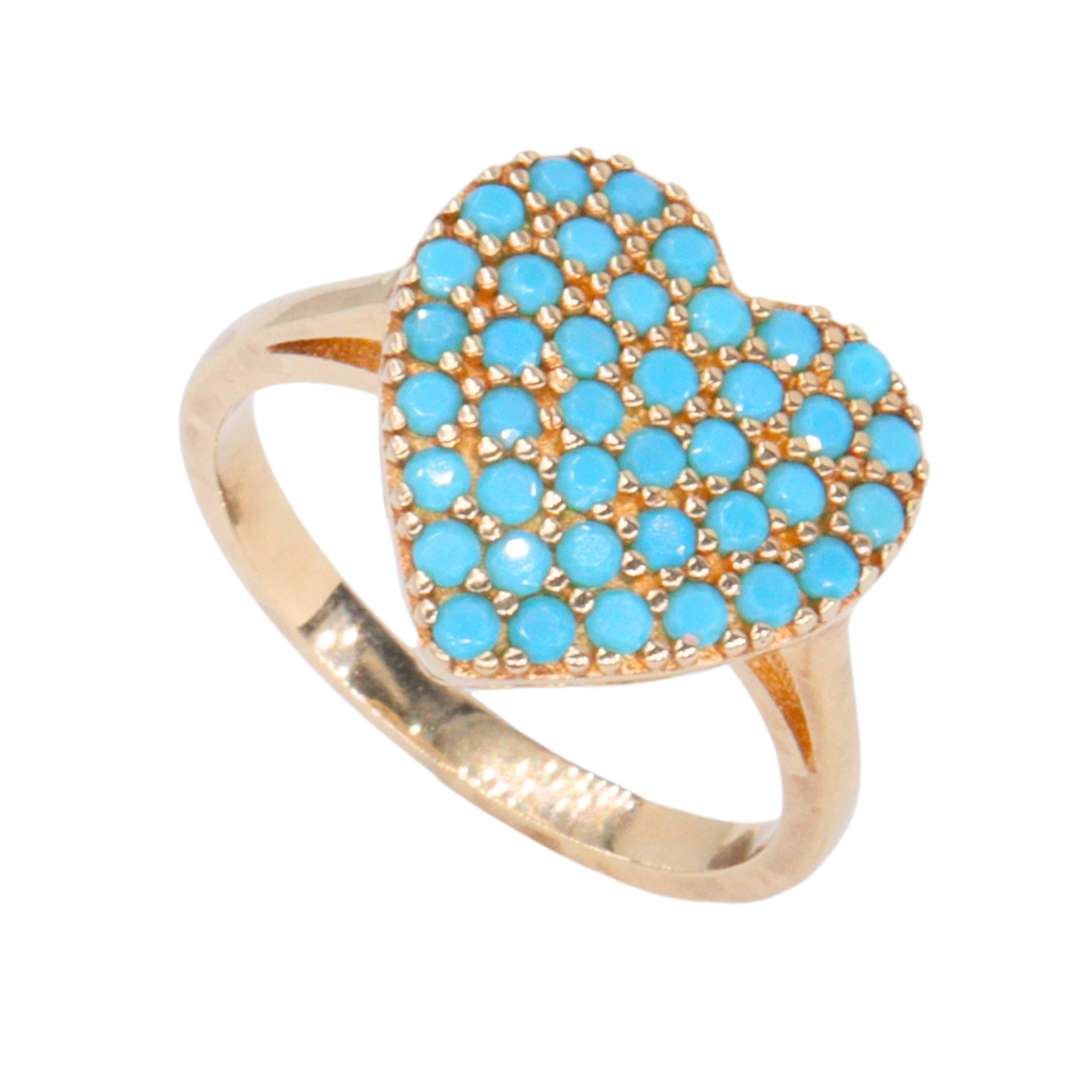 Anillo de corazón en turquesas