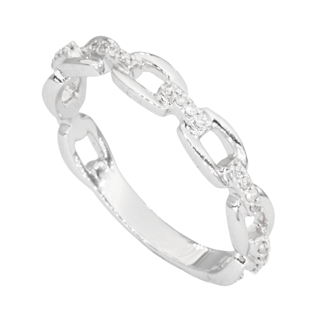 Anillo de links y diamantes en oro blanco