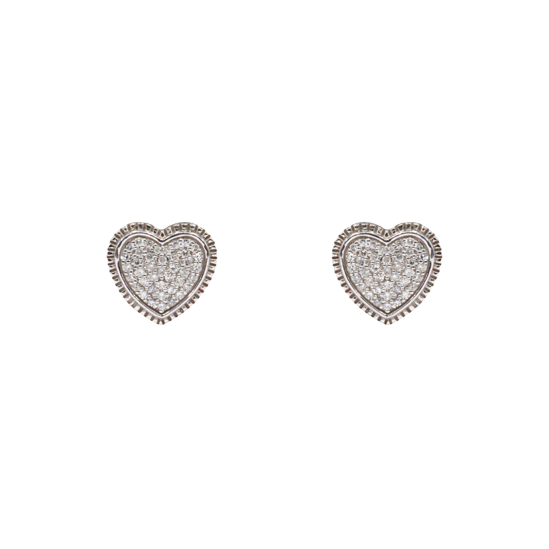 Aretes tipo studs de oro blanco 14k con diamantes 0.25CTD