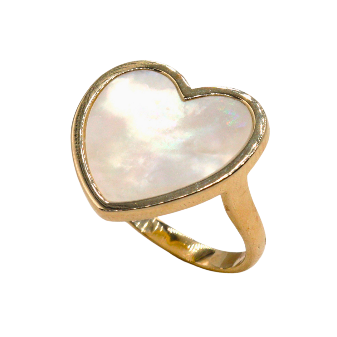 Anillo con corazón XL de madre perla