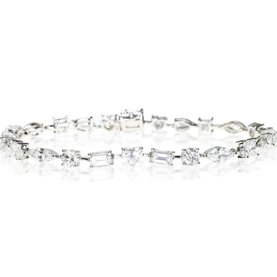 Pulsera de plata 925 con baño de oro y circonias multishape