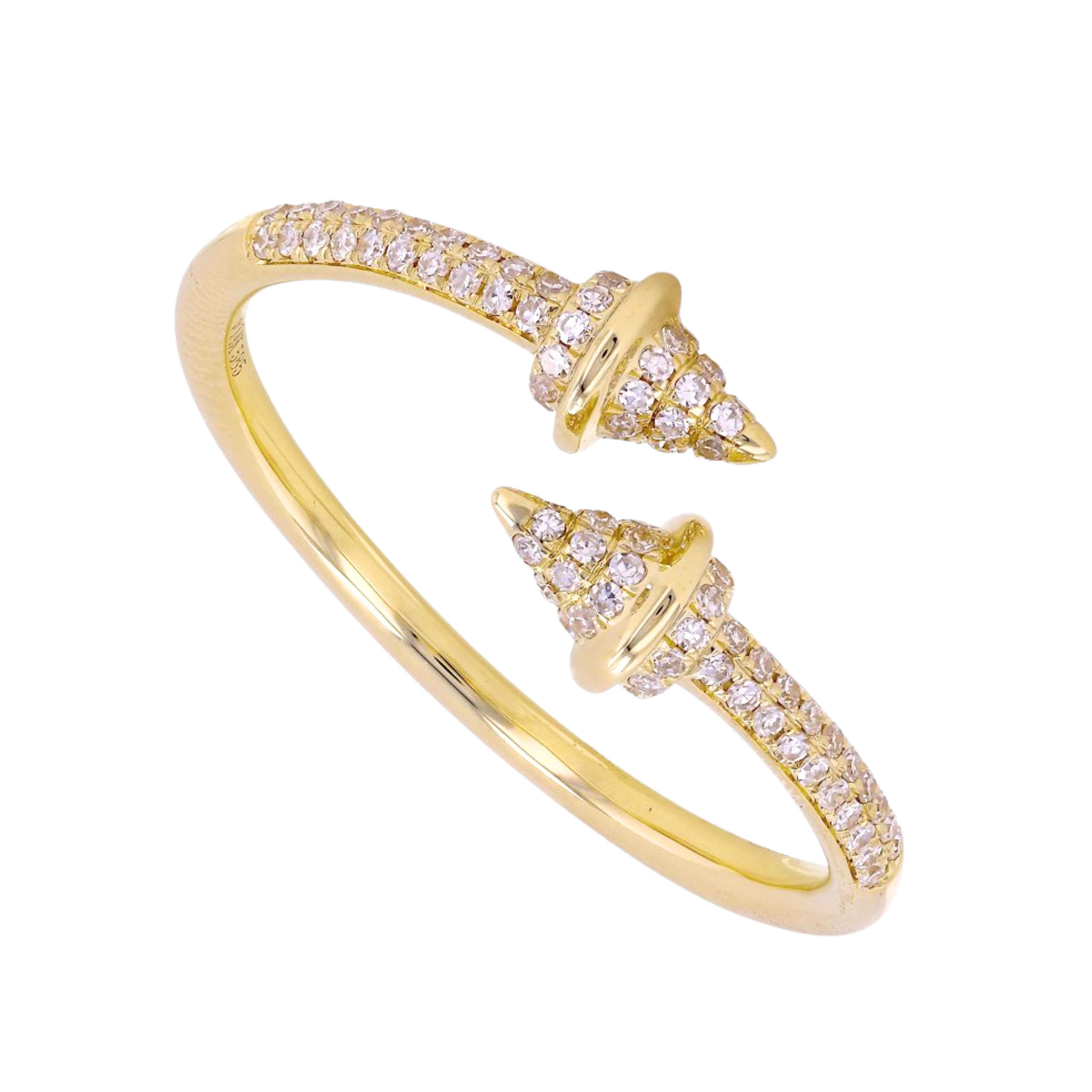 Anillo de spikes en  oro amarillo 14k con diamantes