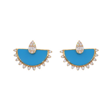 Aretes drop illusion con jackets de turquesa y diamantes