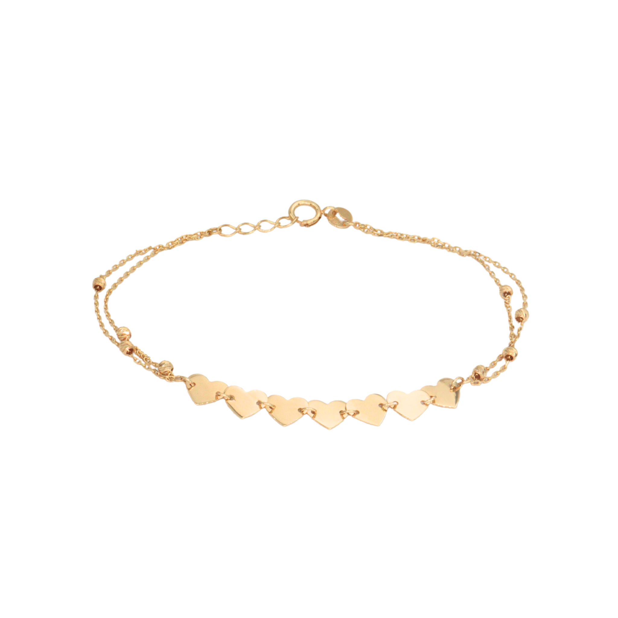 Pulsera con corazones de oro plain