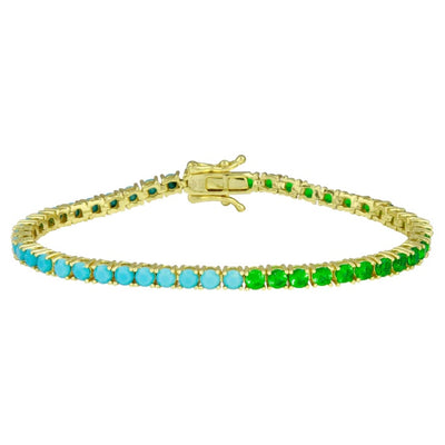 Tennis bracelet con turquesas y circonias verdes
