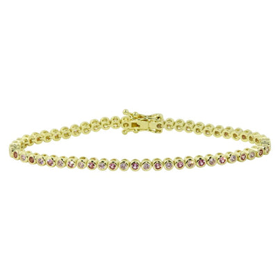 Tennis bracelet biselado con circonias rosadas