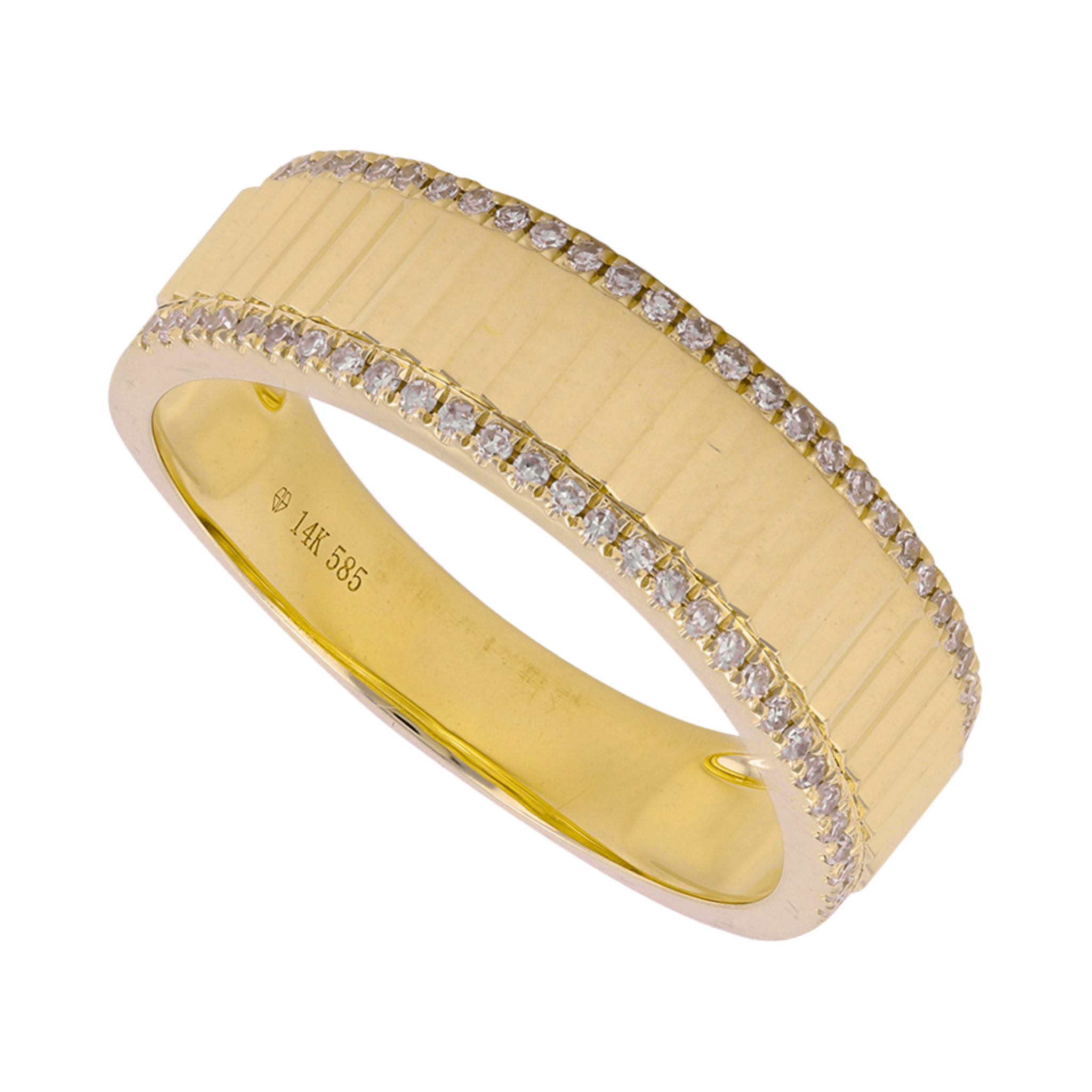 Anillo fluted semieternity de oro con diamantes