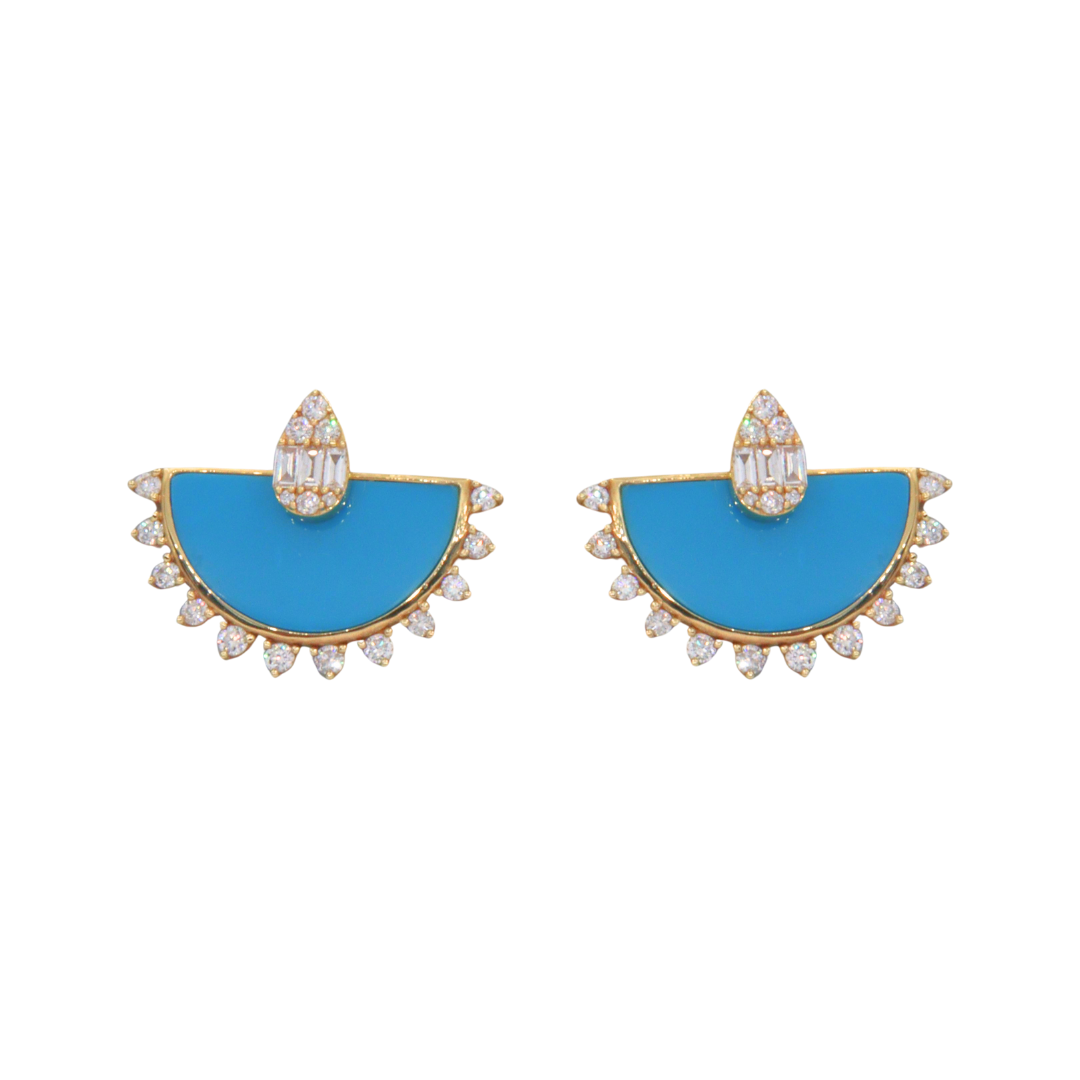 Aretes drop illusion con jackets de turquesa y diamantes