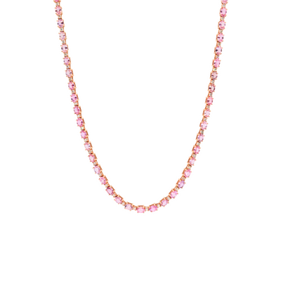 Tennis necklace con zafiros rosados y diamantes