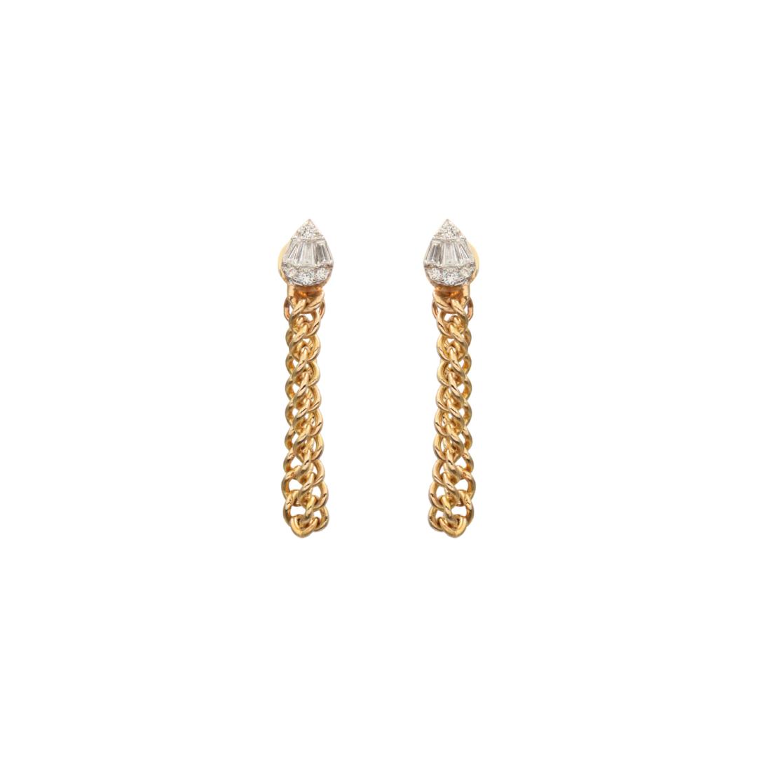 Aretes largos con gota y cadena colgante