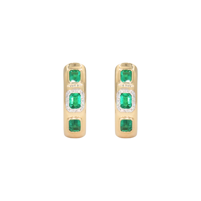 Argollas con esmeraldas emerald cut y diamantes