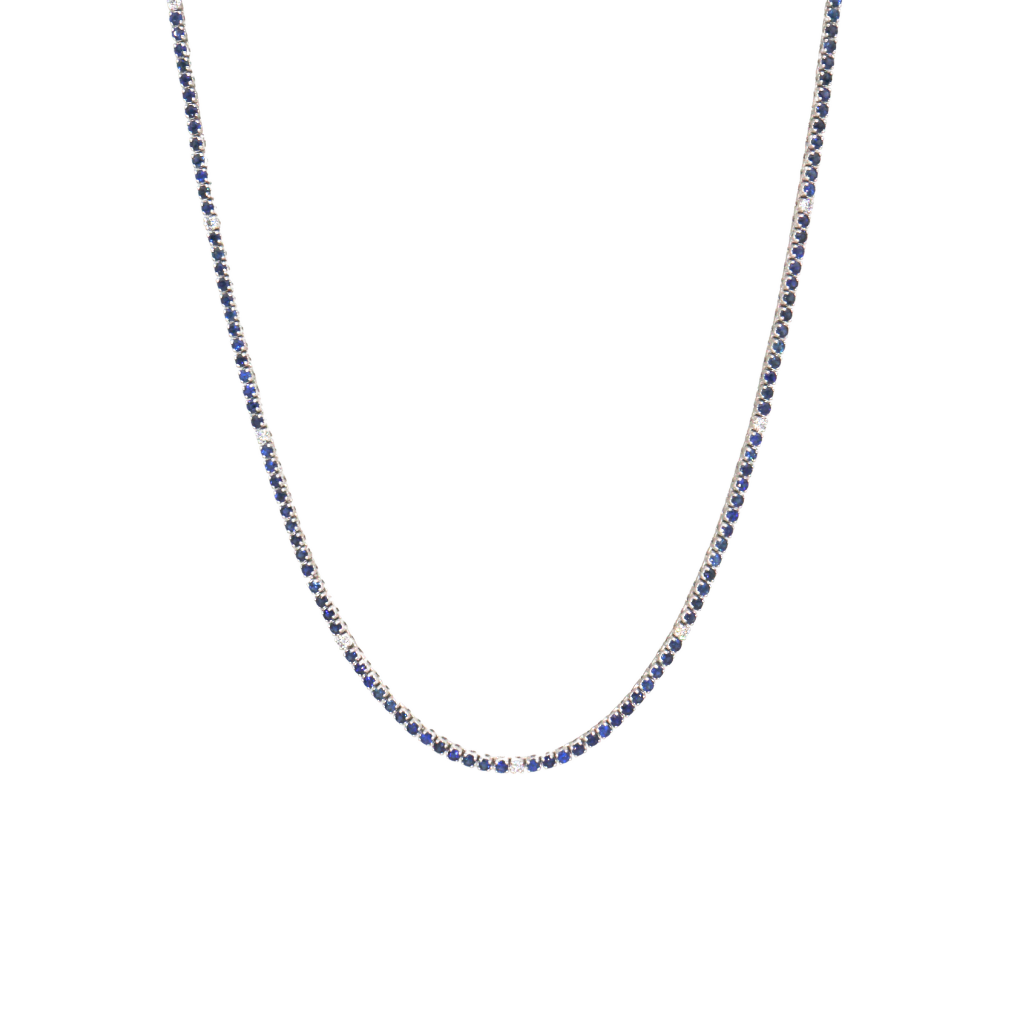 Collar Tennis con zafiros azules y diamantes