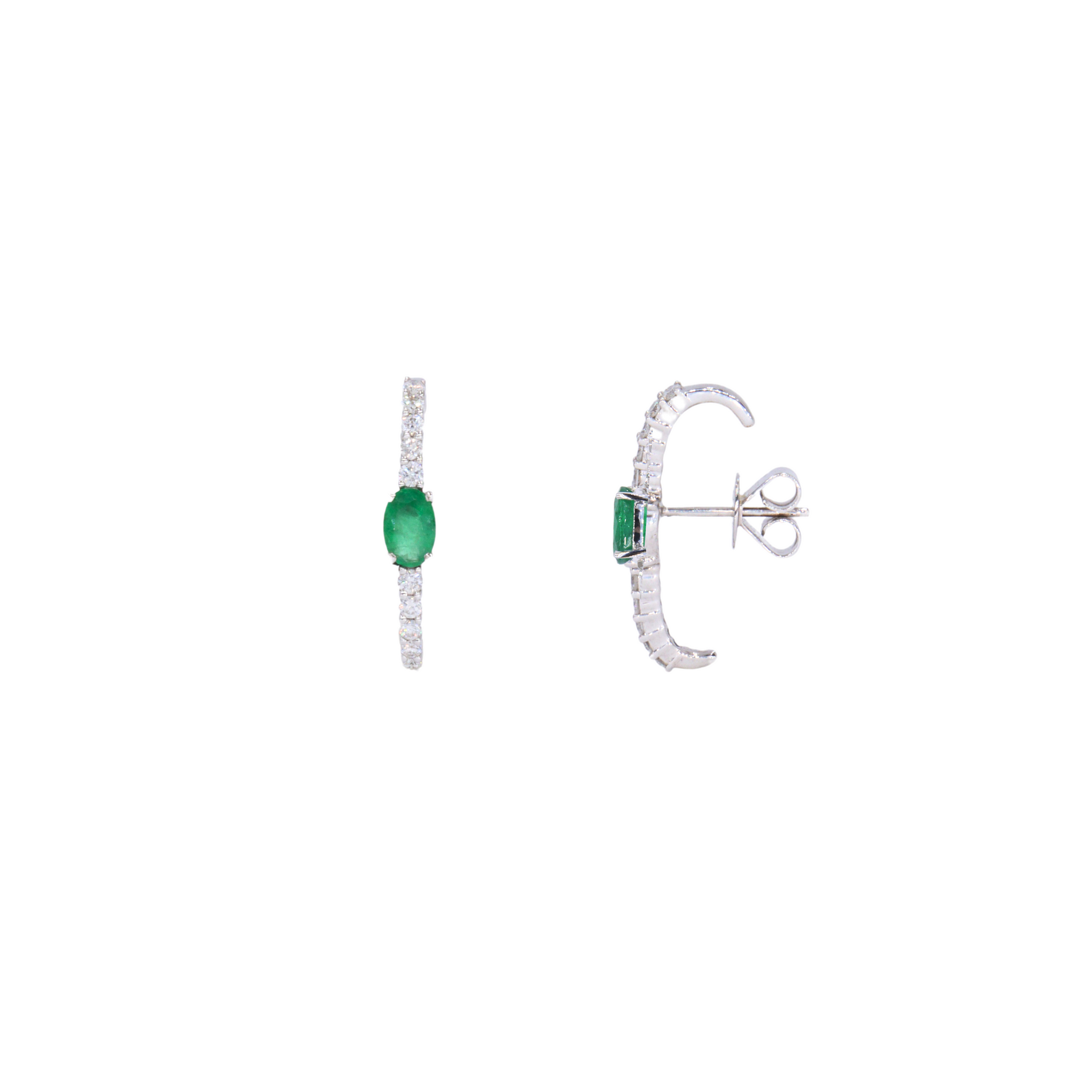 Arete tipo earcuff con esmeraldas