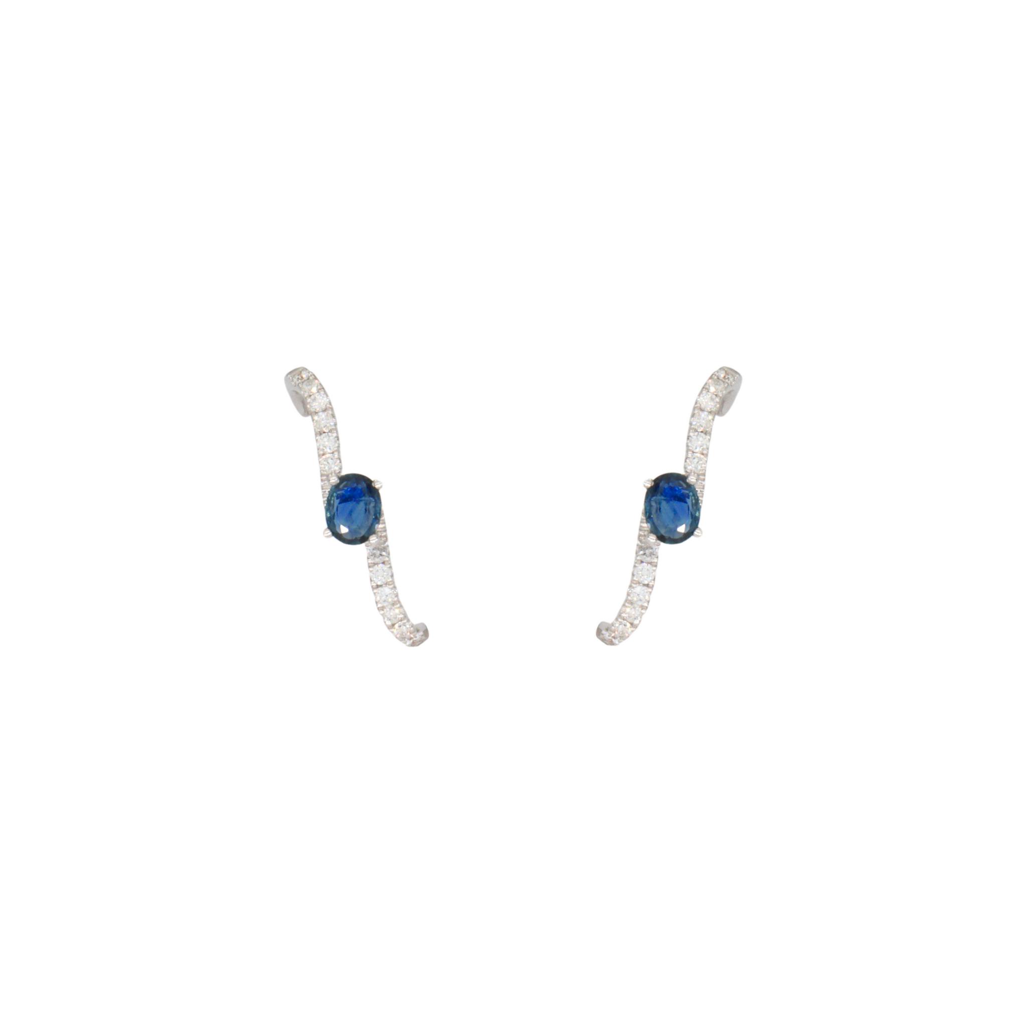 Aretes tipo earcuff con zafiros azules