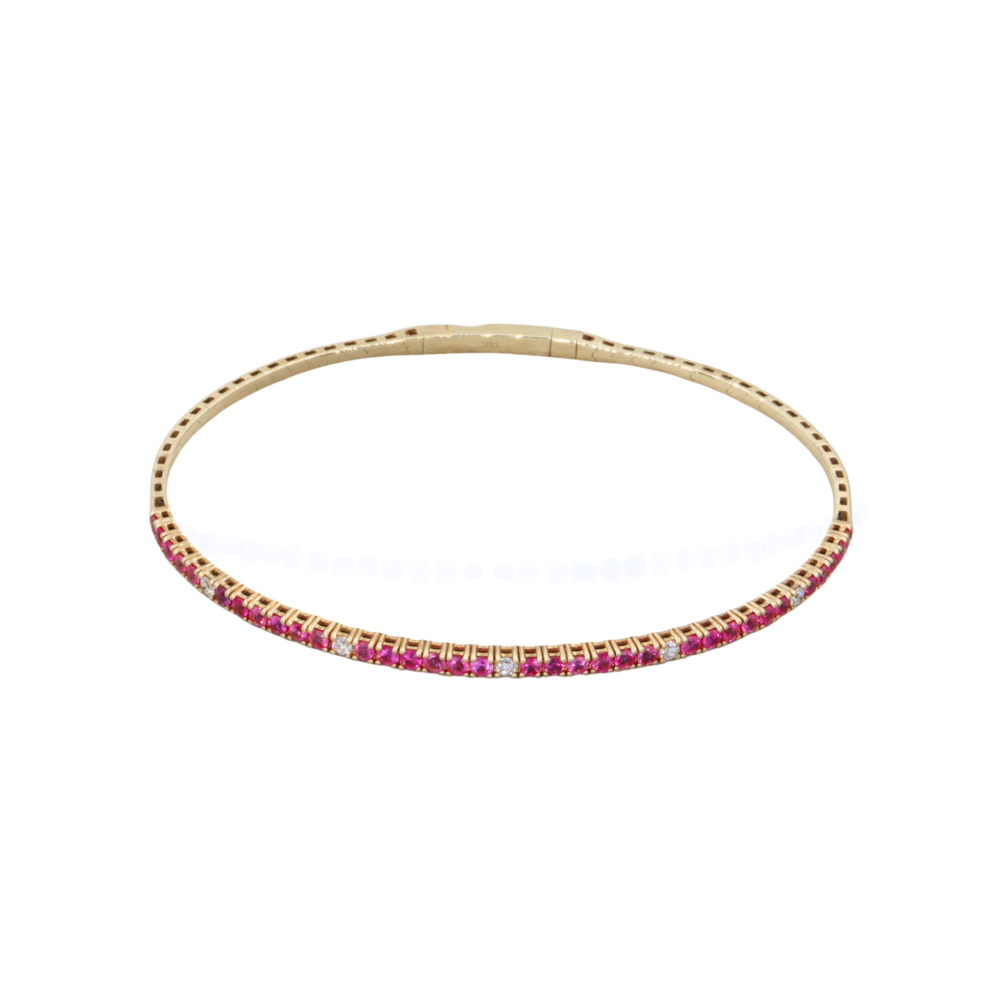 Pulsera tennis flexible con zafiros rosados y diamantes