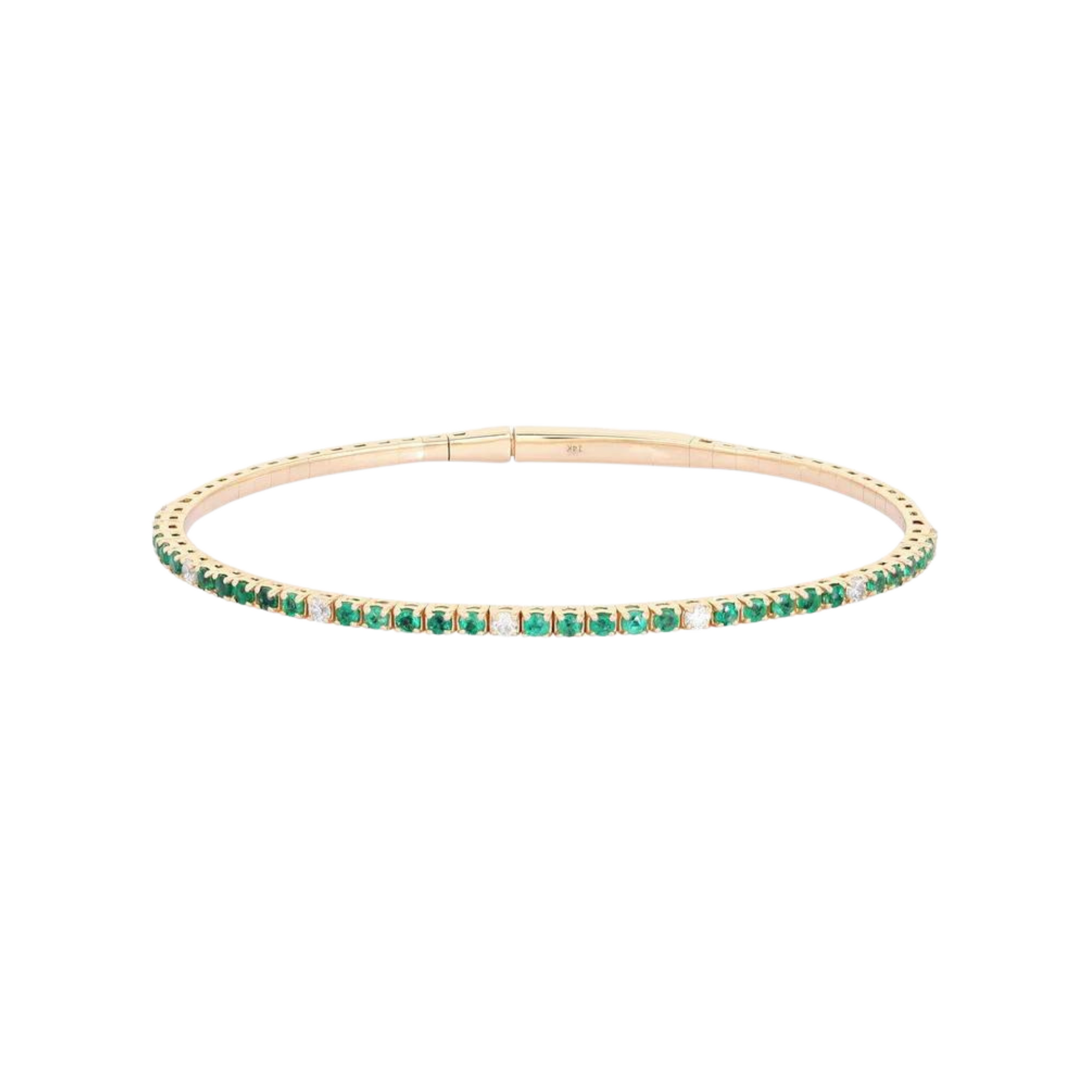 Pulsera tennis flexible con esmeraldas y diamantes