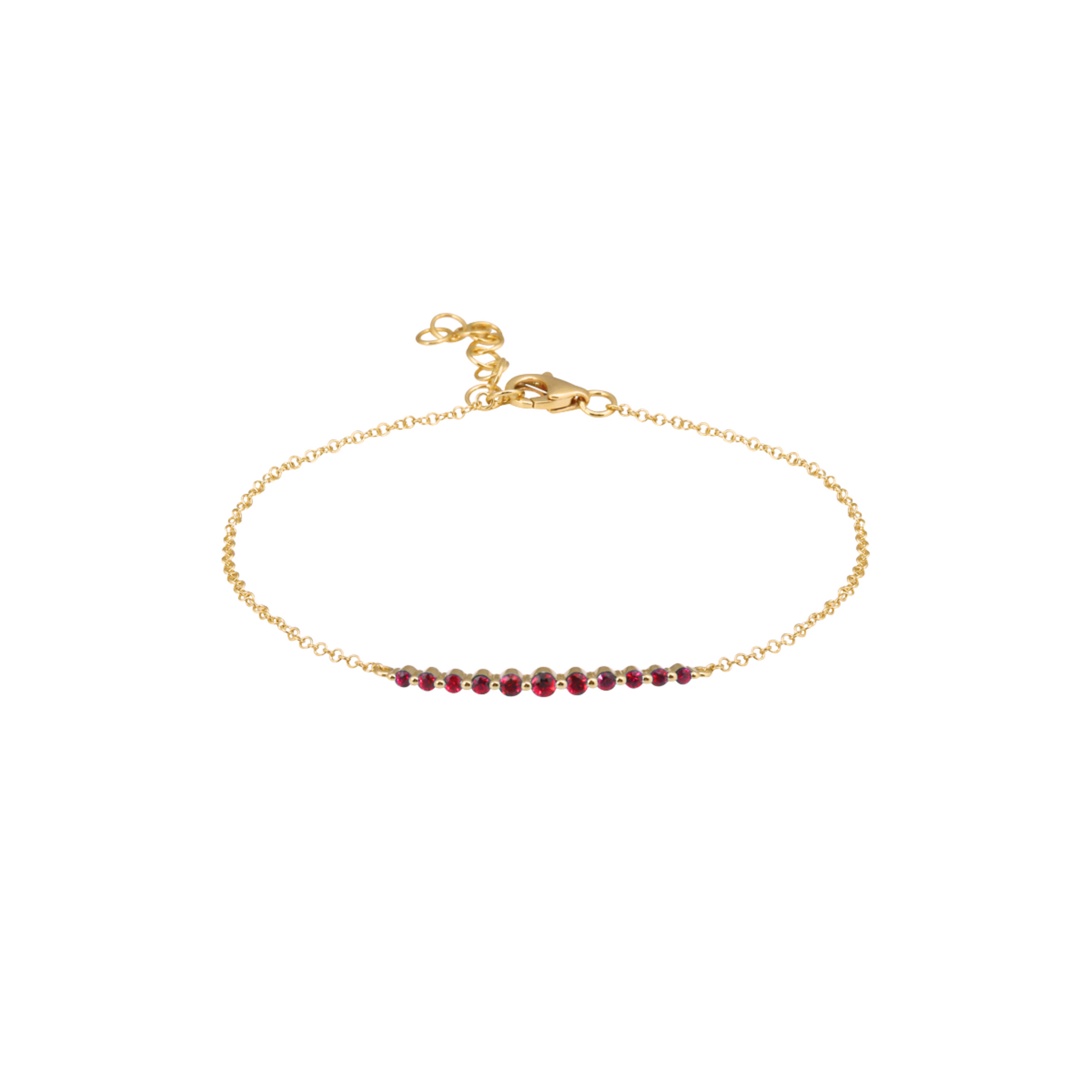 Pulsera con barra de rubíes degradados