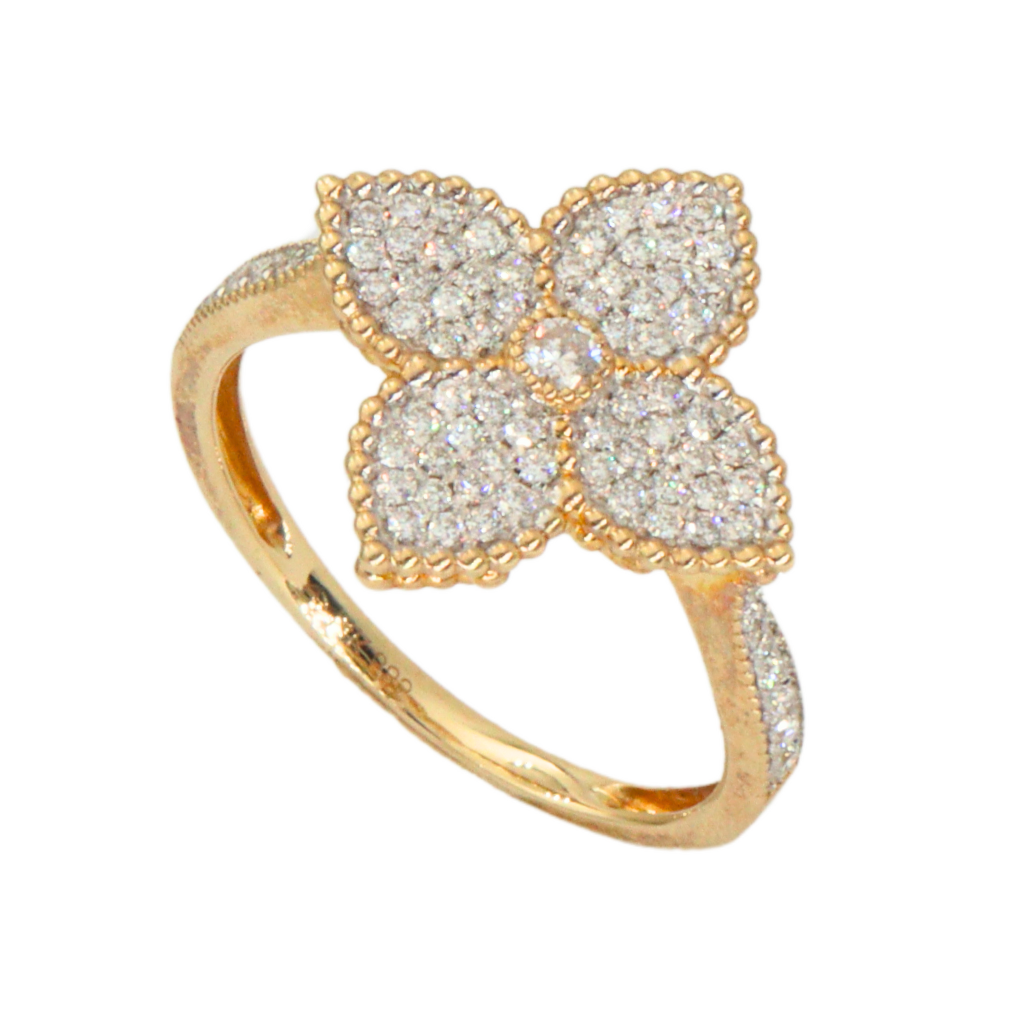 Anillo con flor statement de diamantes