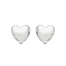 Puffy heart studs de plata