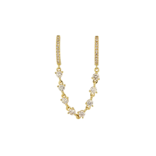 Arete de doble huggie con cadena de diamantes (Single)