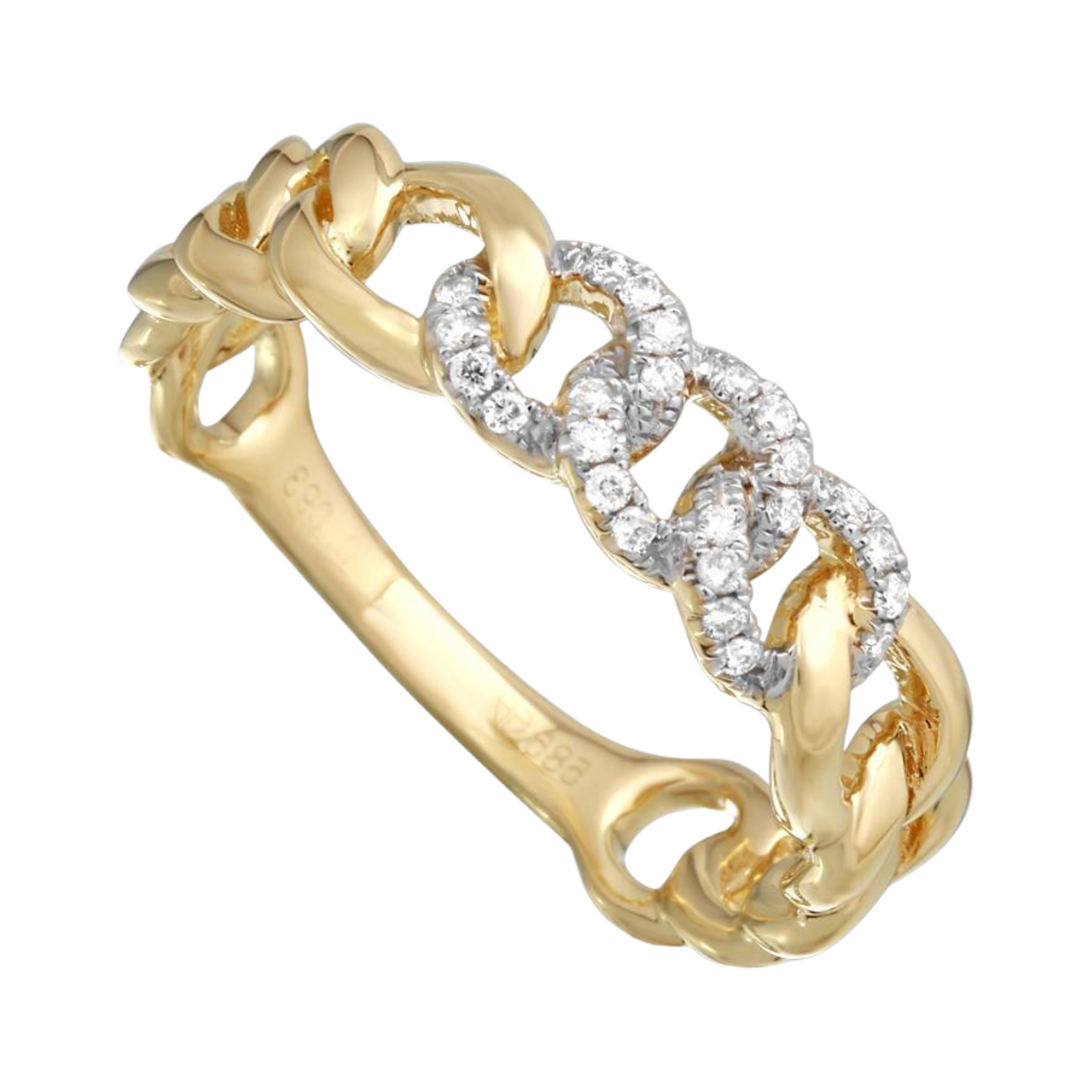 Anillo de cuban links plain con diamantes centrales