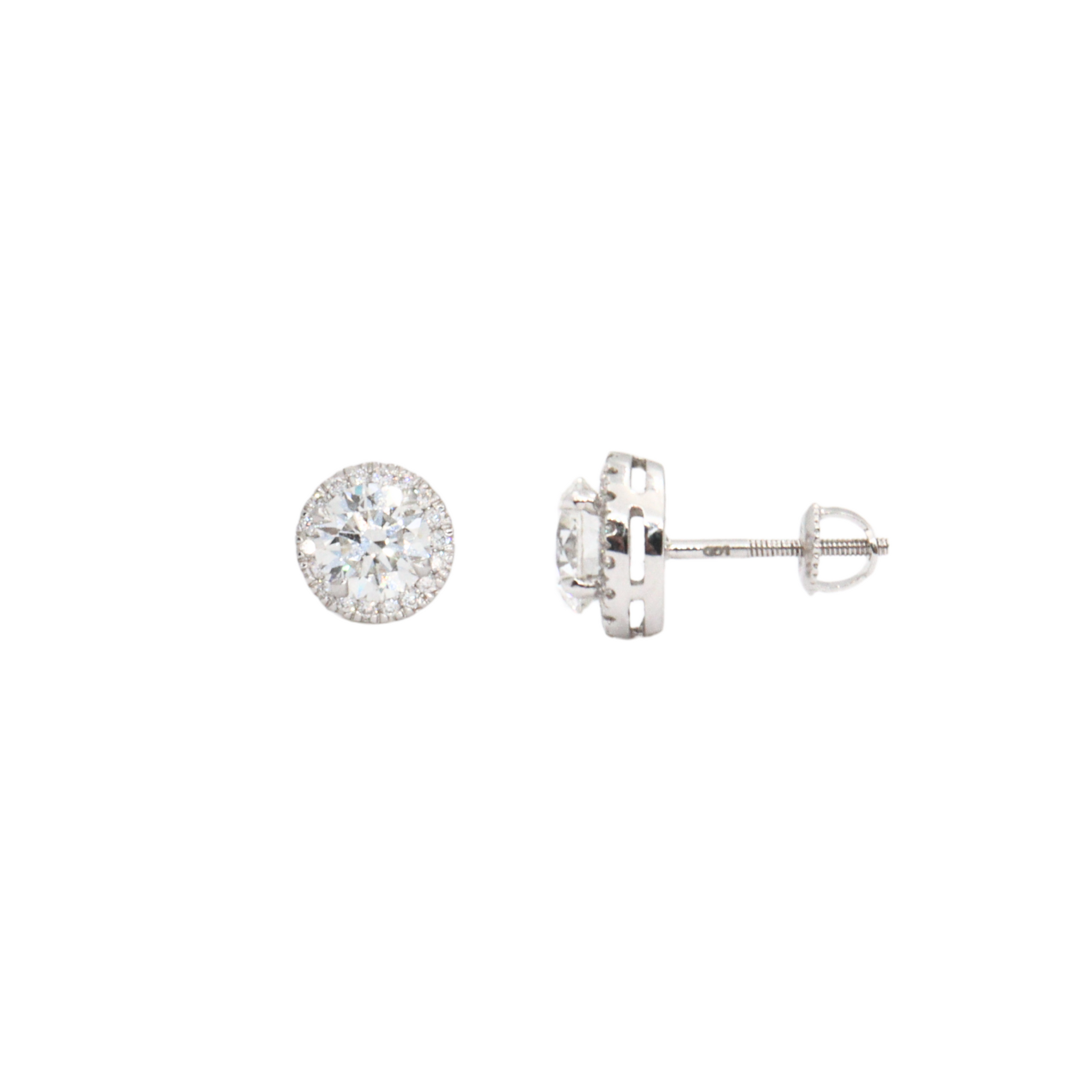 Studs Round con halo en diamantes LAB 2.25CT