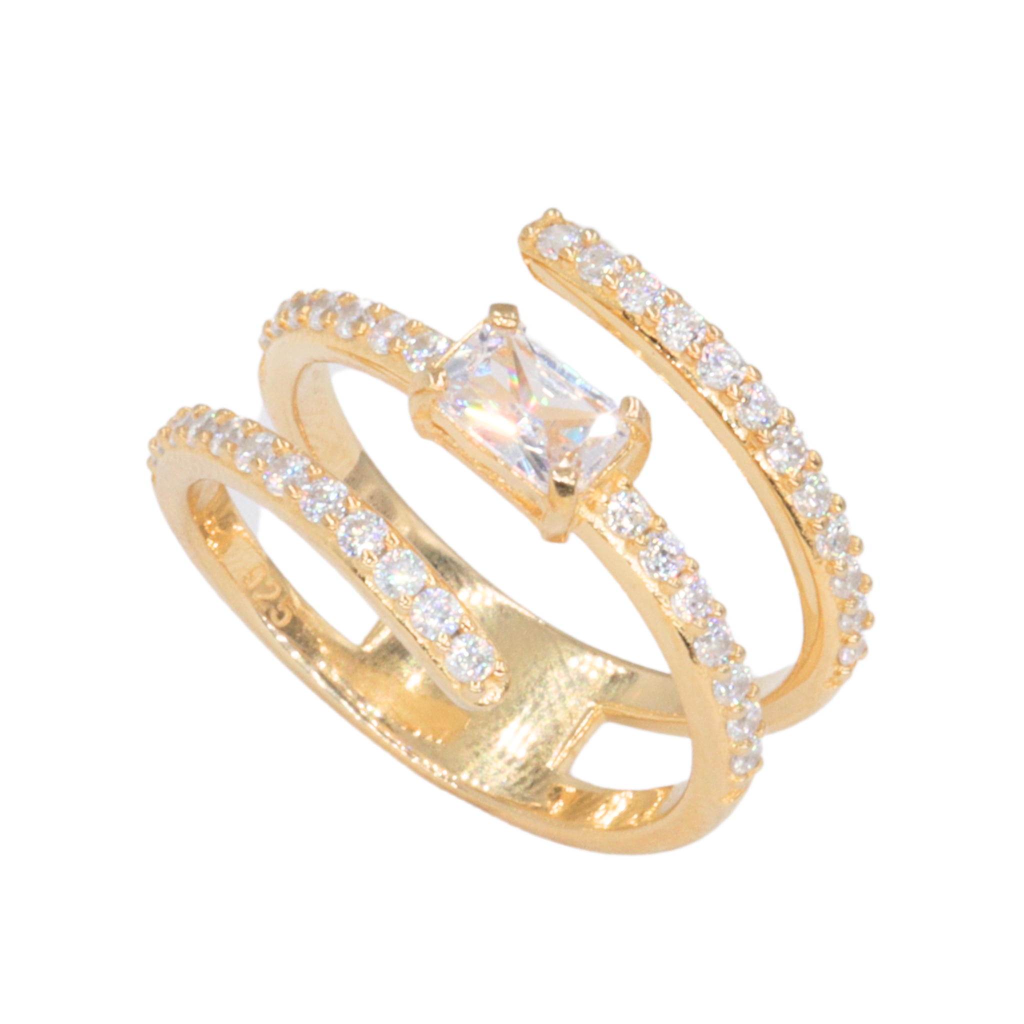 Anillo wrap con circonia emerald central