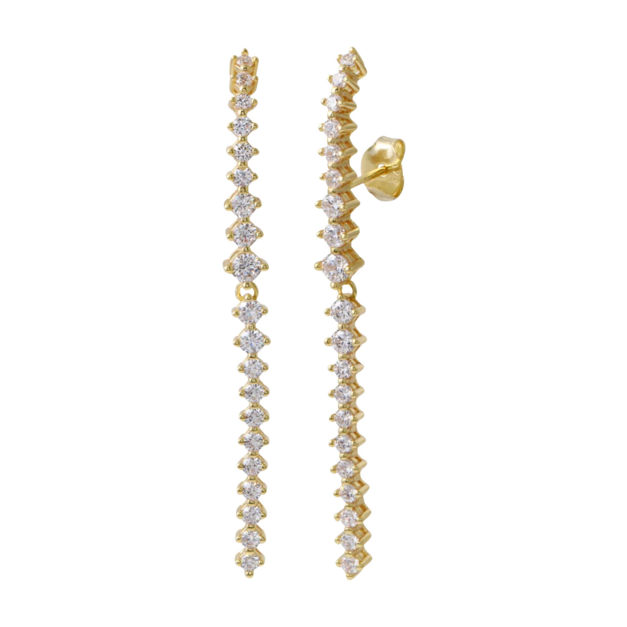 Aretes earcuff largos con circonias graduadas