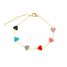 Pulsera con corazones esmaltados