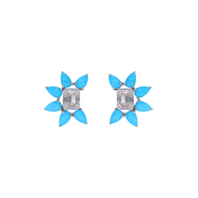 Aretes con diamantes y drops de turquesas