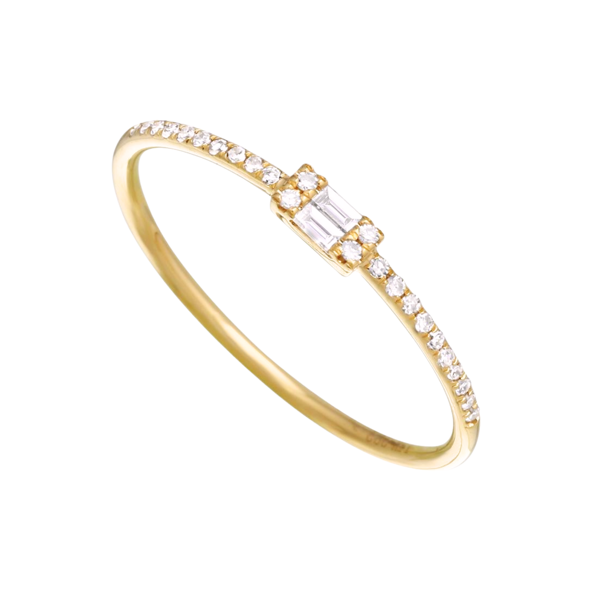 Dainty pinky con baguettes de diamante