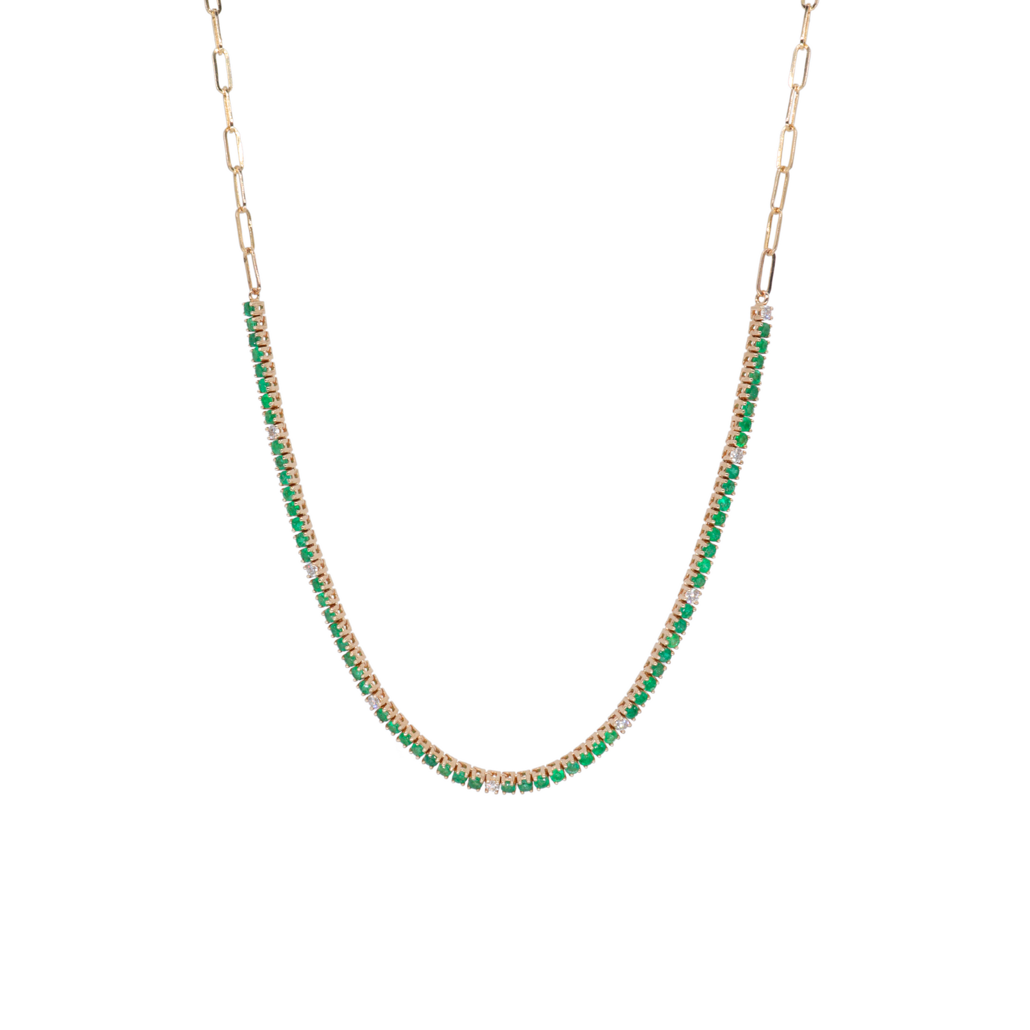Collar half tennis con esmeraldas y diamantes