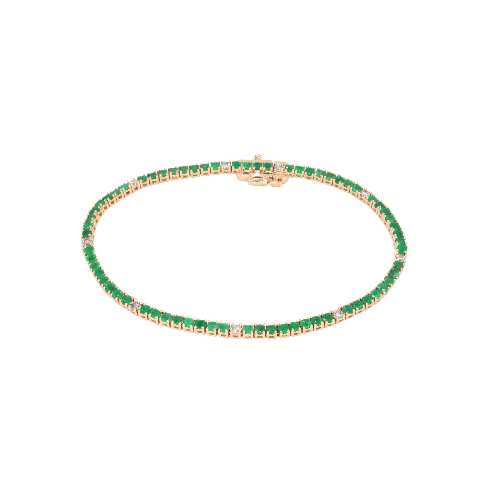 Pulsera tennis con esmeraldas y diamantes