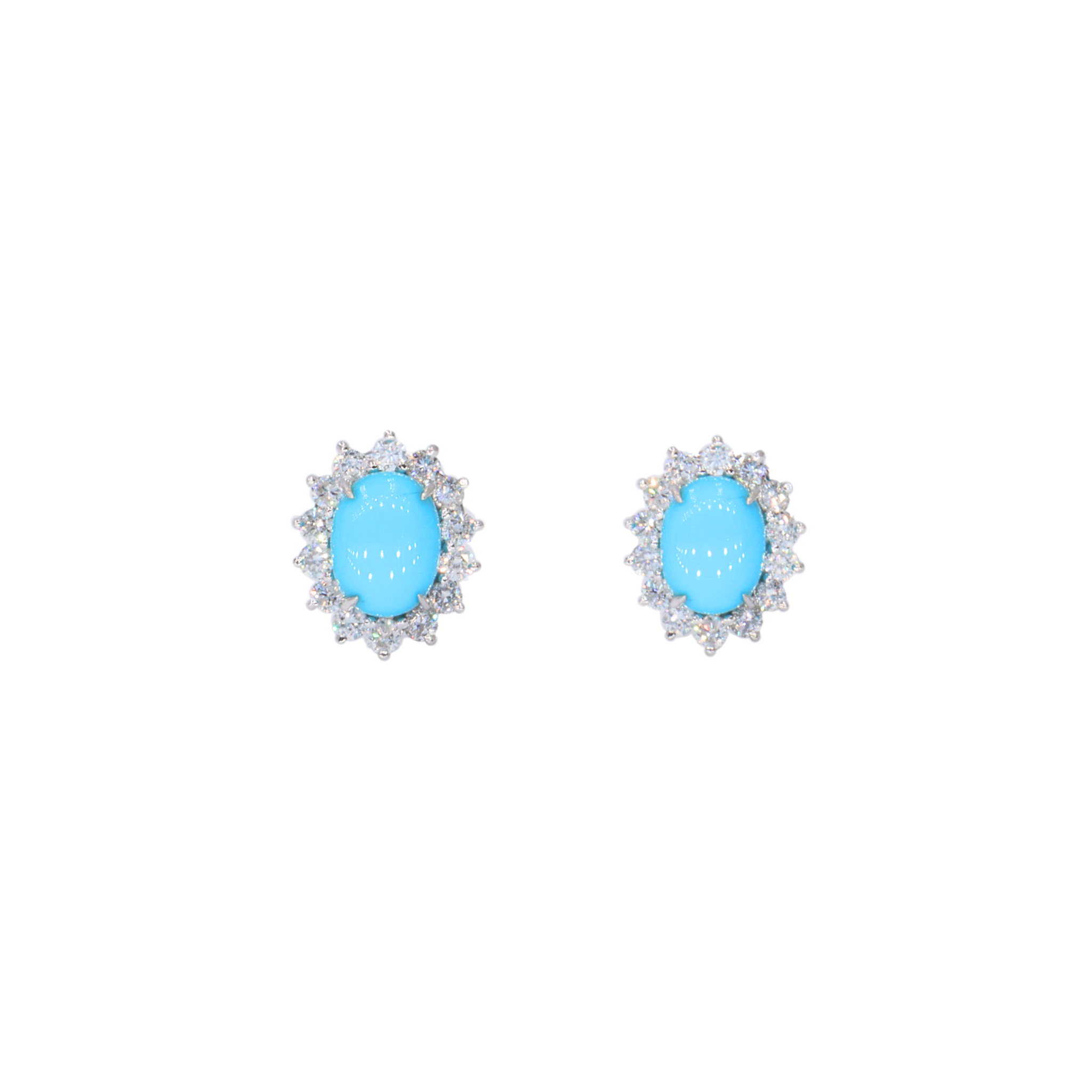 Studs con turquesas y halo de diamantes