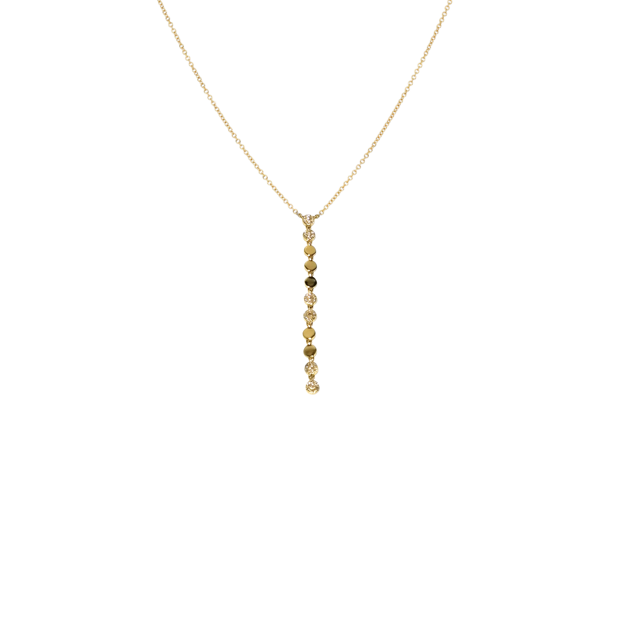 Lariat con círculos de oro y diamantes en paveé