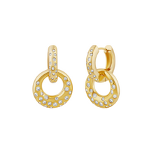 Huggies con dangling hoops y circonias incrustadas