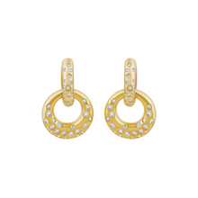 Huggies con dangling hoops y circonias incrustadas