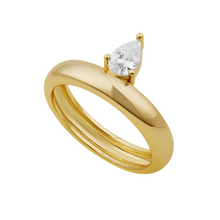 Anillo plain con solitario de circonia