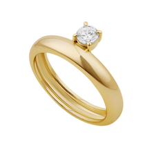 Anillo plain con solitario de circonia